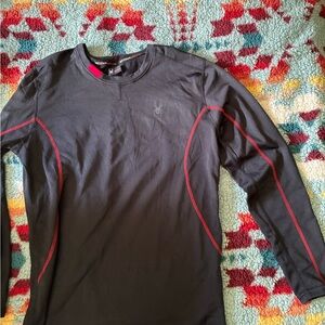 Spyder Men's Black and Red Long Sleeve Tee